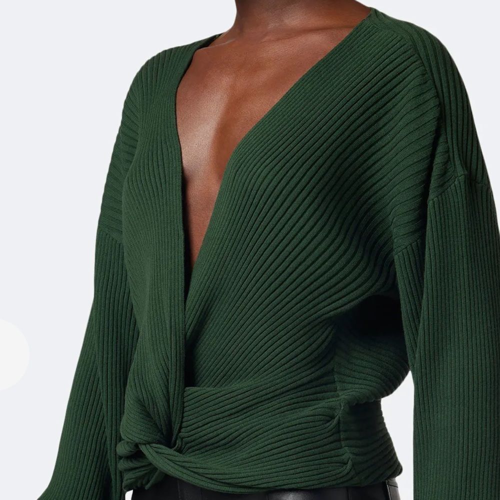 Hudson Garden Topiary Green Knotted Ribbed Sweater Medium - Picture 2 of 14